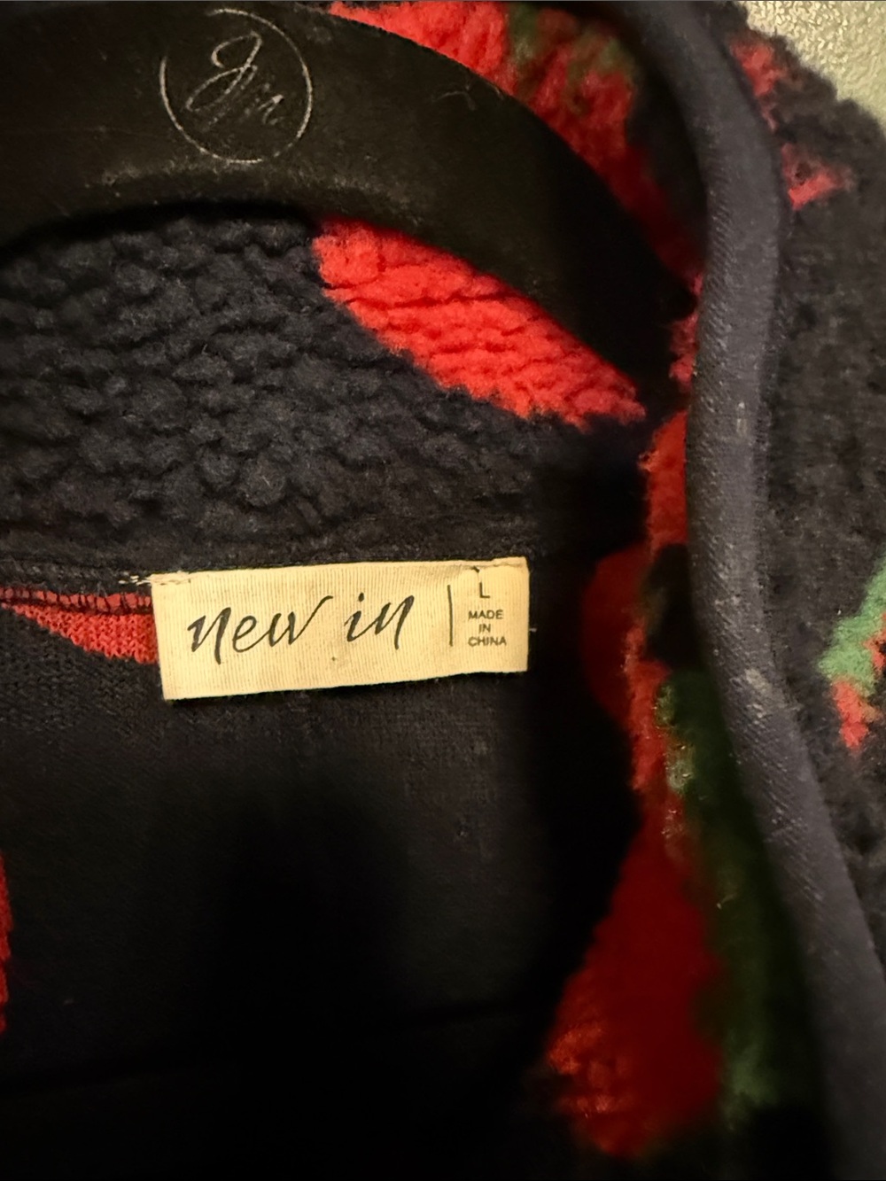 Ladie’s Strawberry Print Sherpa Jacket - Black & Red - Picture 3 of 7